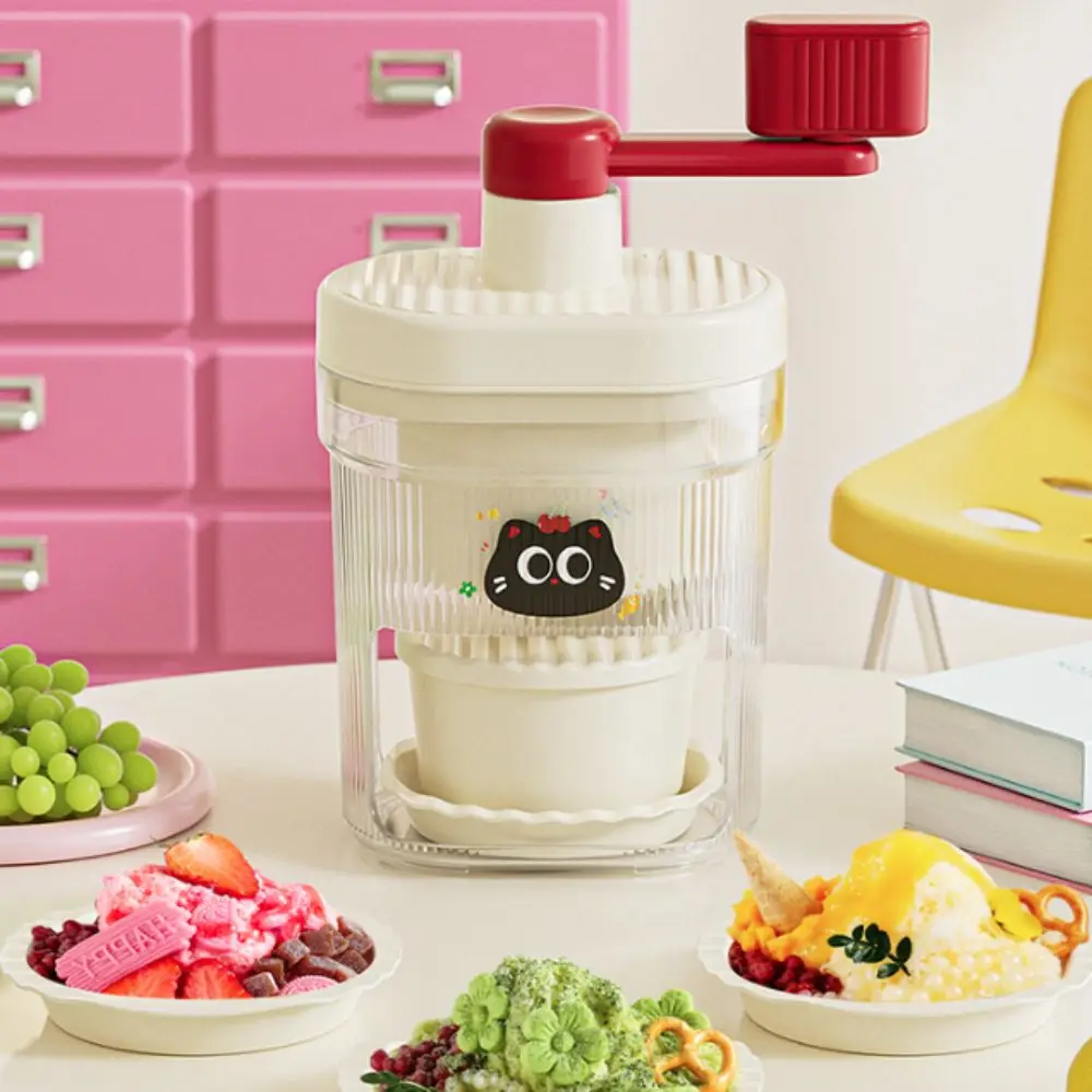 

Mini Manual Shaved Ice Machine Hand Crank with Bowl Ice Crushers Plastic Smoothie Maker Food Stalls