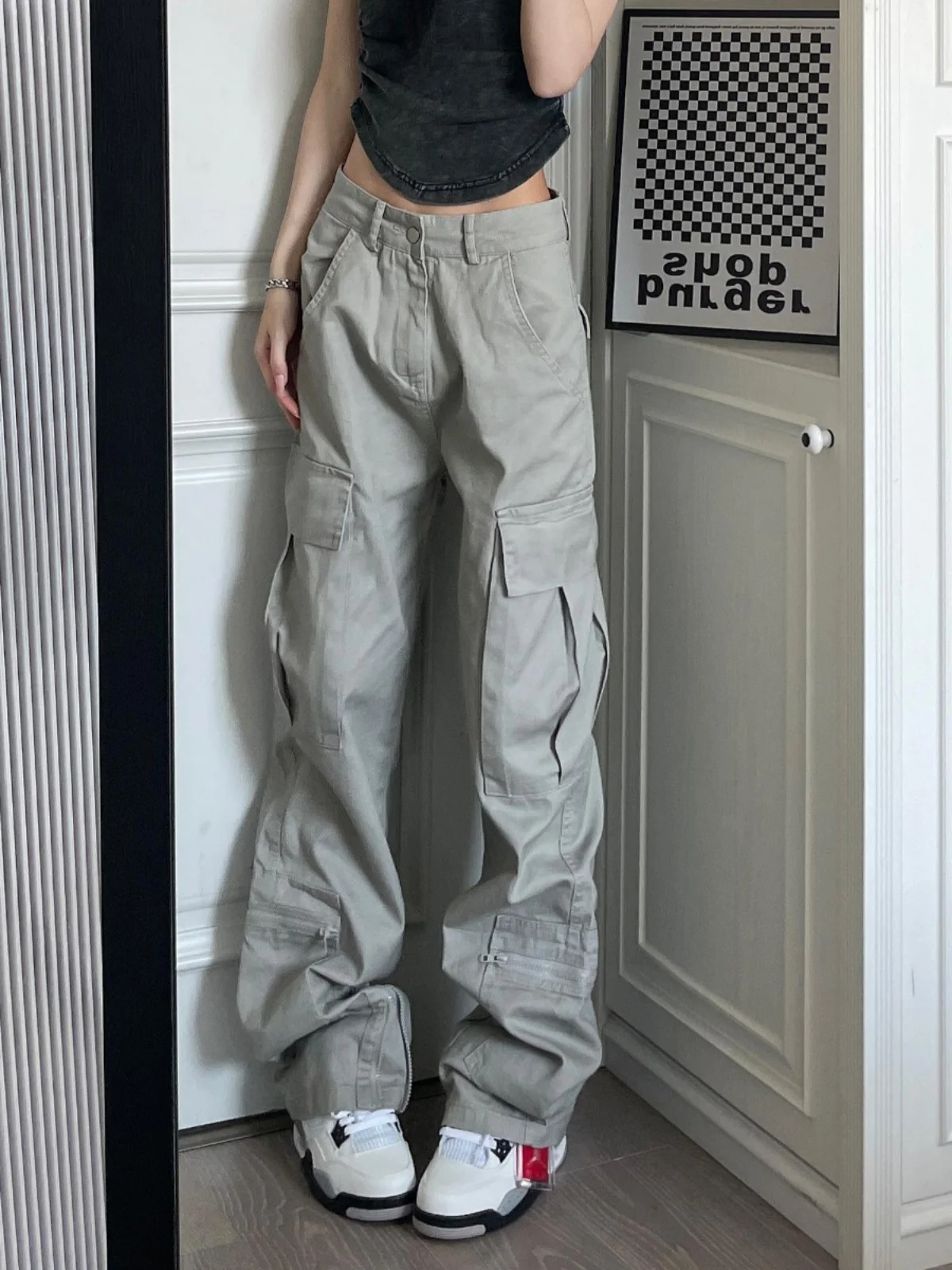 

Женские прямые брюки в стиле ретро Off American Sleey: повседневные, свободные, для танцев, уличная мода