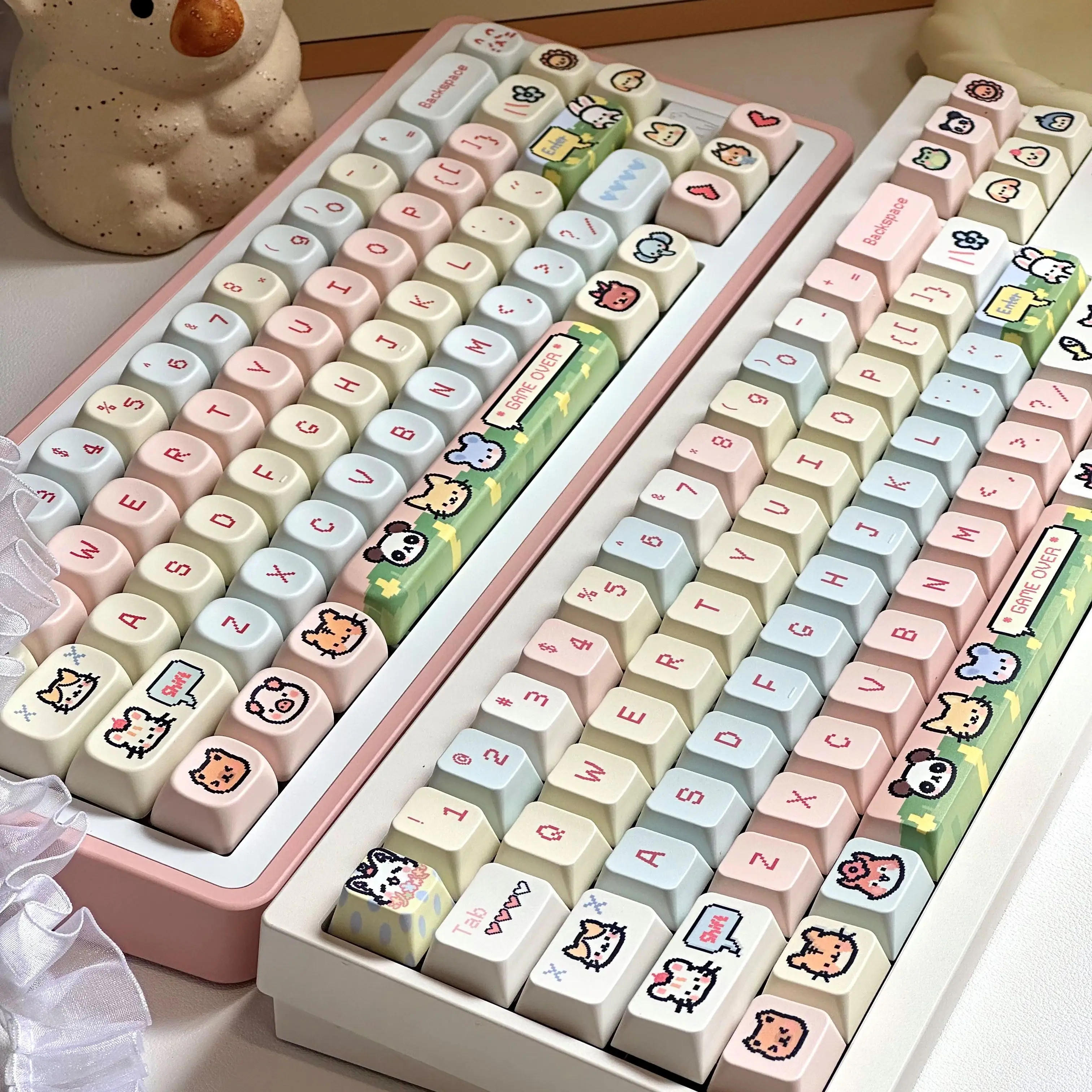 94/116 Keys Pixel Paradise Keycaps Game Cute Chreey/MOA Highly Sublimated High-value Gifts Custom Mechanical Keyboard Keycaps