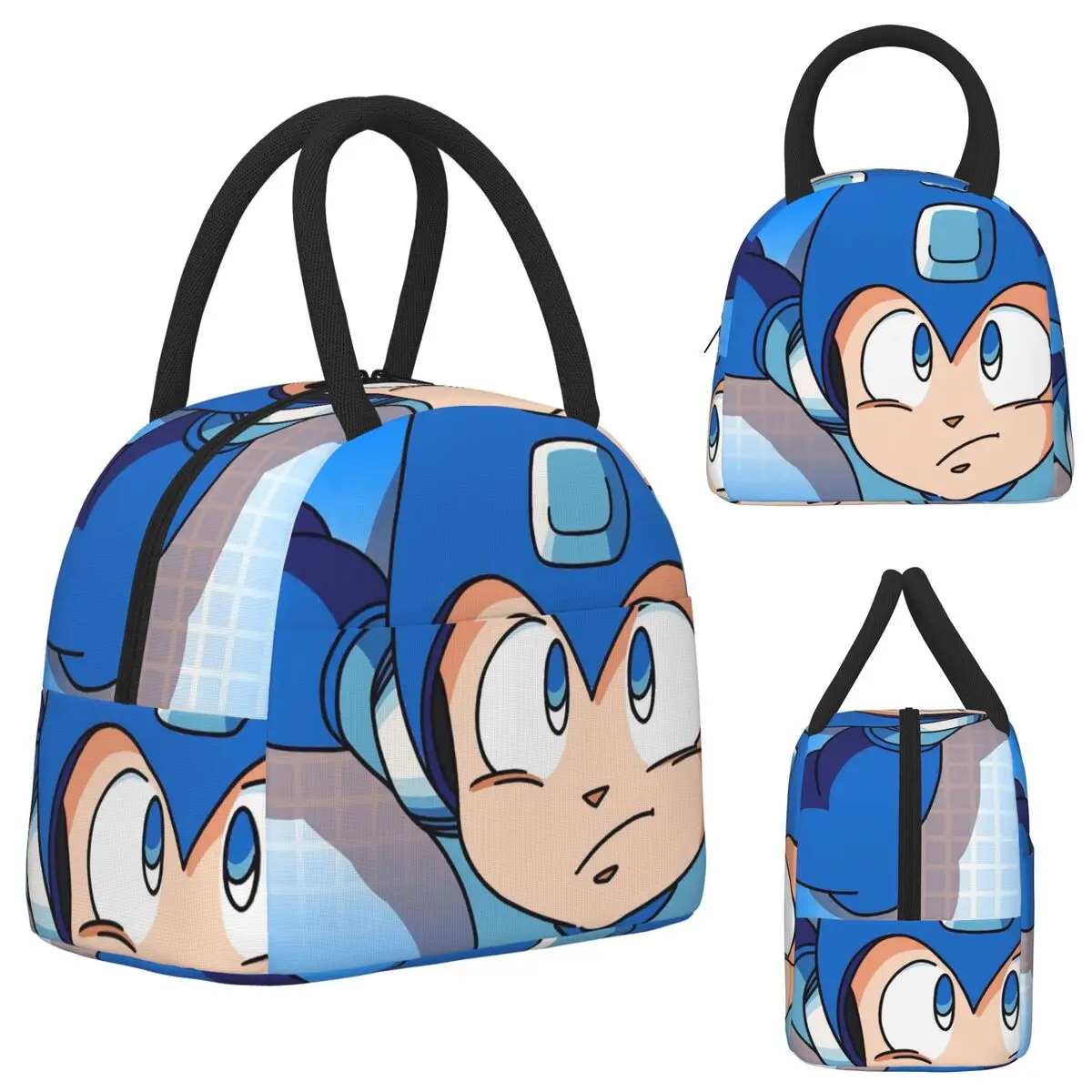 Megaman Video Game Mega Man Bolsa térmica para el almuerzo para mujer, caja térmica para comida, bolsa térmica para oficina, contenedor para almuerzo a prueba de fugas