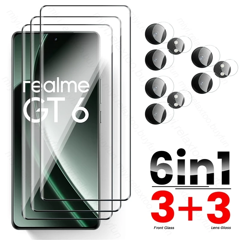 6In1 3D Tempered Glass Screen Protector for Realme GT 6 T 6T 5G Camera Protective Glass on Realmi GT6 GT6T RealmeGT6 RealmeGT6T