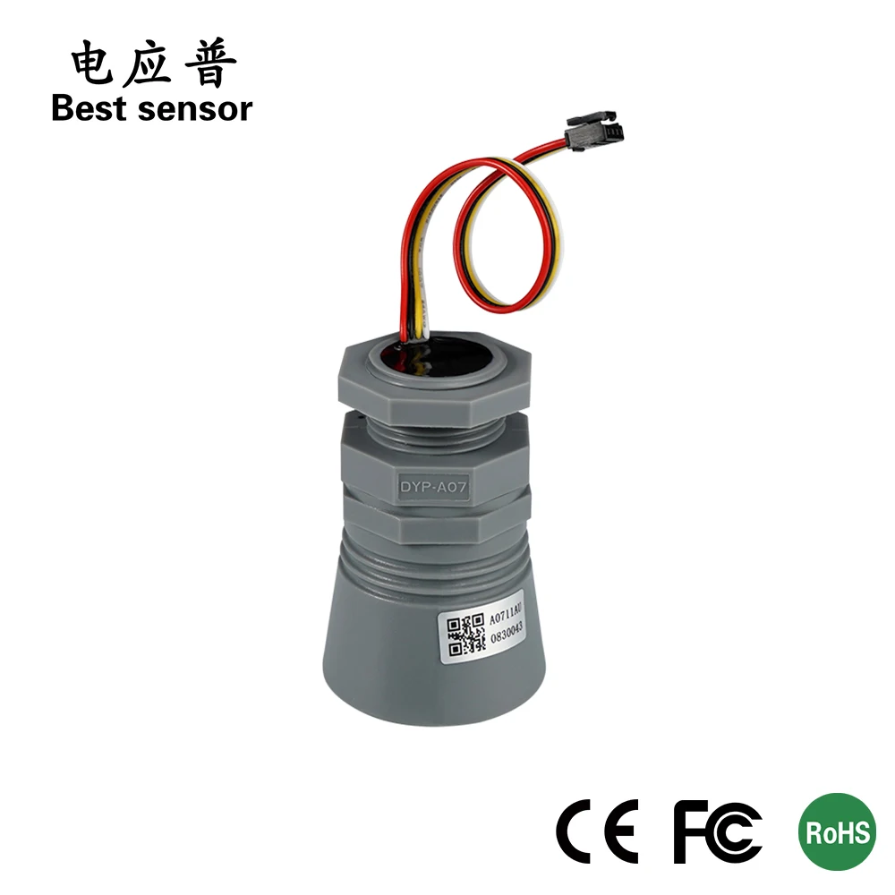 DYP A07 Integrated Ultrasonic Distance Sensing Module with Bell-Mouth Structure 3.3V-5.0VDC Input UART PWM Output Fluid Sensor
