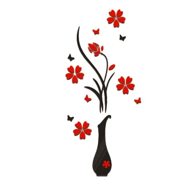 DIY Vase Flower Self-Adhesive Wallpaper Tree Crystal Arcylic 3D Wall Sticker Decal Children's Room Home Decor image 2