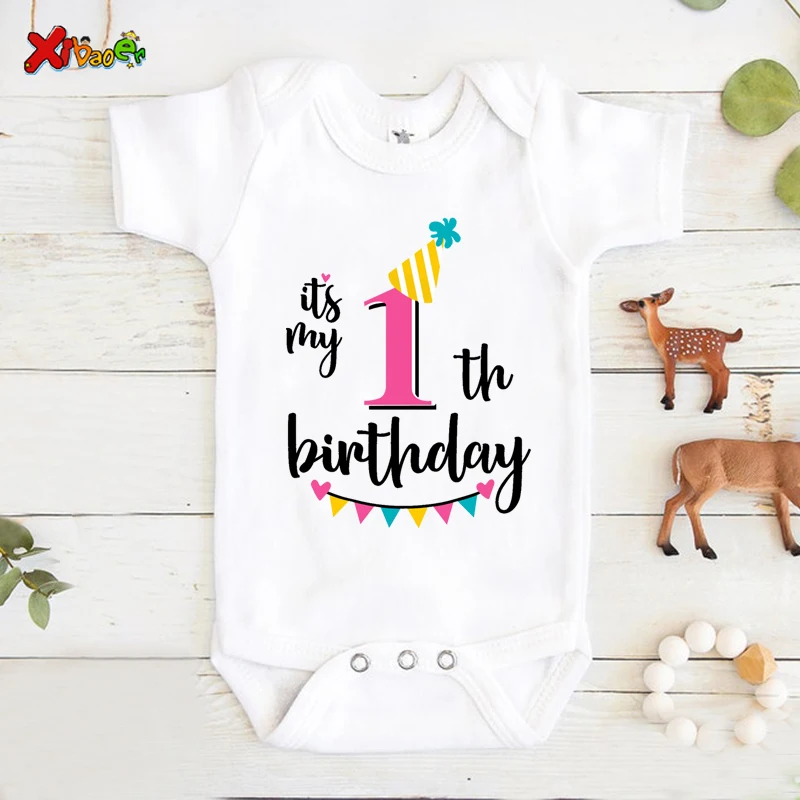 

Baby Girl Onesie 1st Birthday Party Bodysuit Clothes First Birthday Toddler Designer Infant Clothes Romper New Born Baby Items