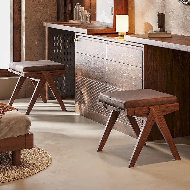 North American Black Walnut Dressing Stool Home Bedroom Makeup Stool Modern Simple