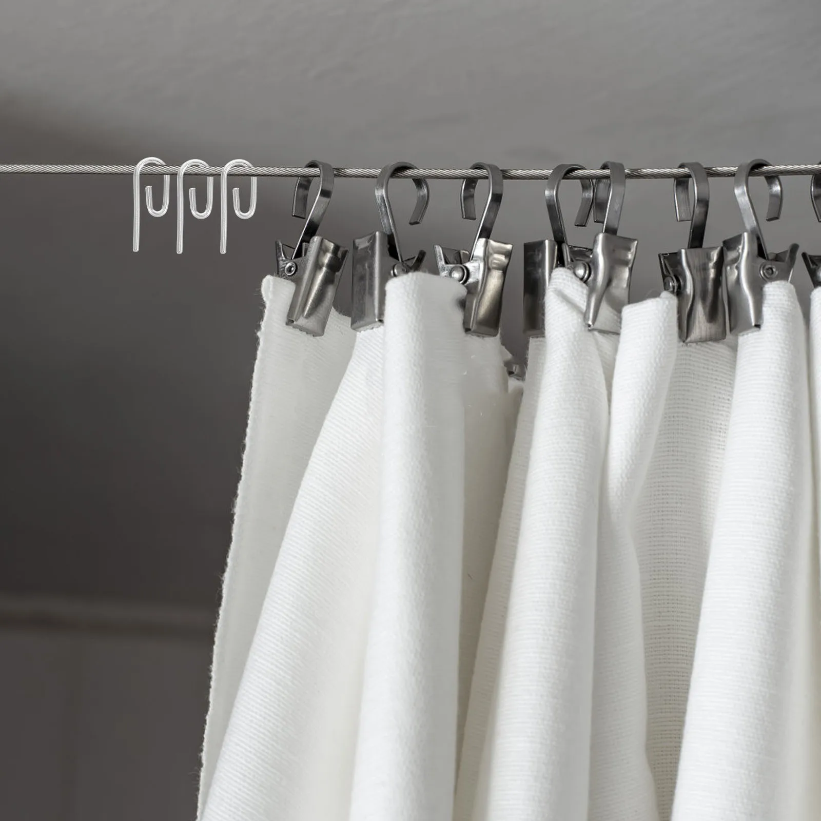 

50Pcs Metal Curtain Hooks Strong Hold Curtain Clamps for Drapes and Panels Rust Resistant Decorative Home Office Window Use