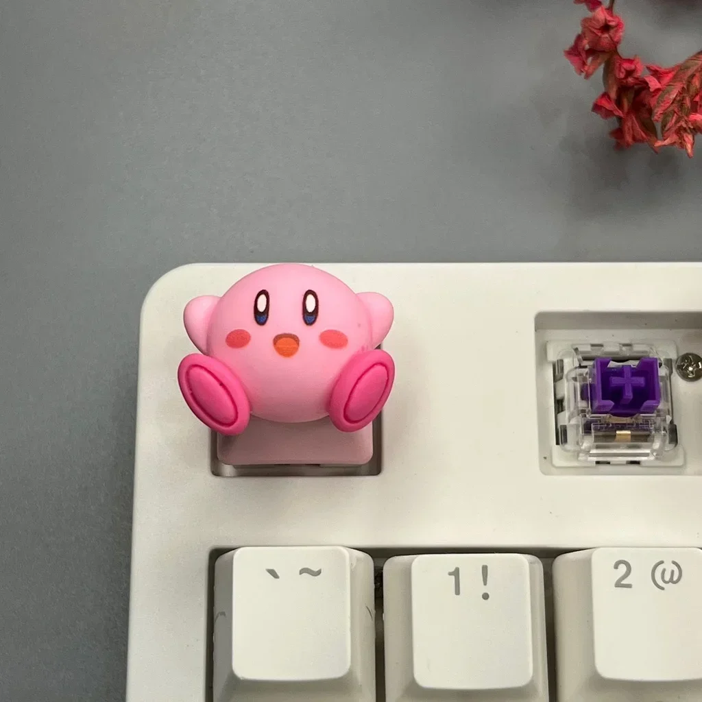 Cute Kirby Keycap Game Mechanical Keyboard R4 ESC Cross Axis Cartoon Anime Pink Girl Heart Keycap