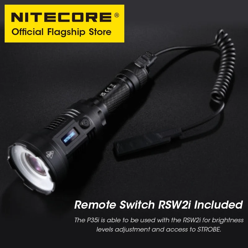 NITECORE P35i Long Range LEP Flashlight 1650 Meter 3000 Lumens USB-C Rechargeable Torch Light Spot Flooding Lights, RSW2i Remote