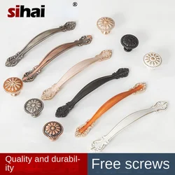 Modern Simple Nordic Handle White Amber Aluminum Alloy Black Drawer Cabinet Handles for Furniture Door Knocker Drawer Pulls