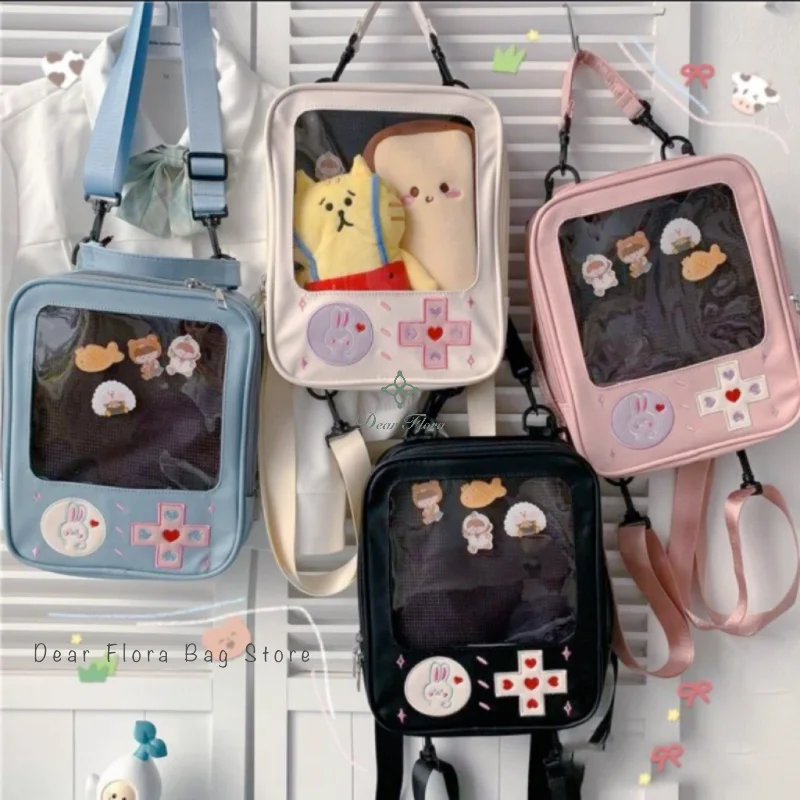 Y2K Cute Clear Girl Shoulder Bag DIY Display Transparent Pocket Japanese Doll Tote Handbag