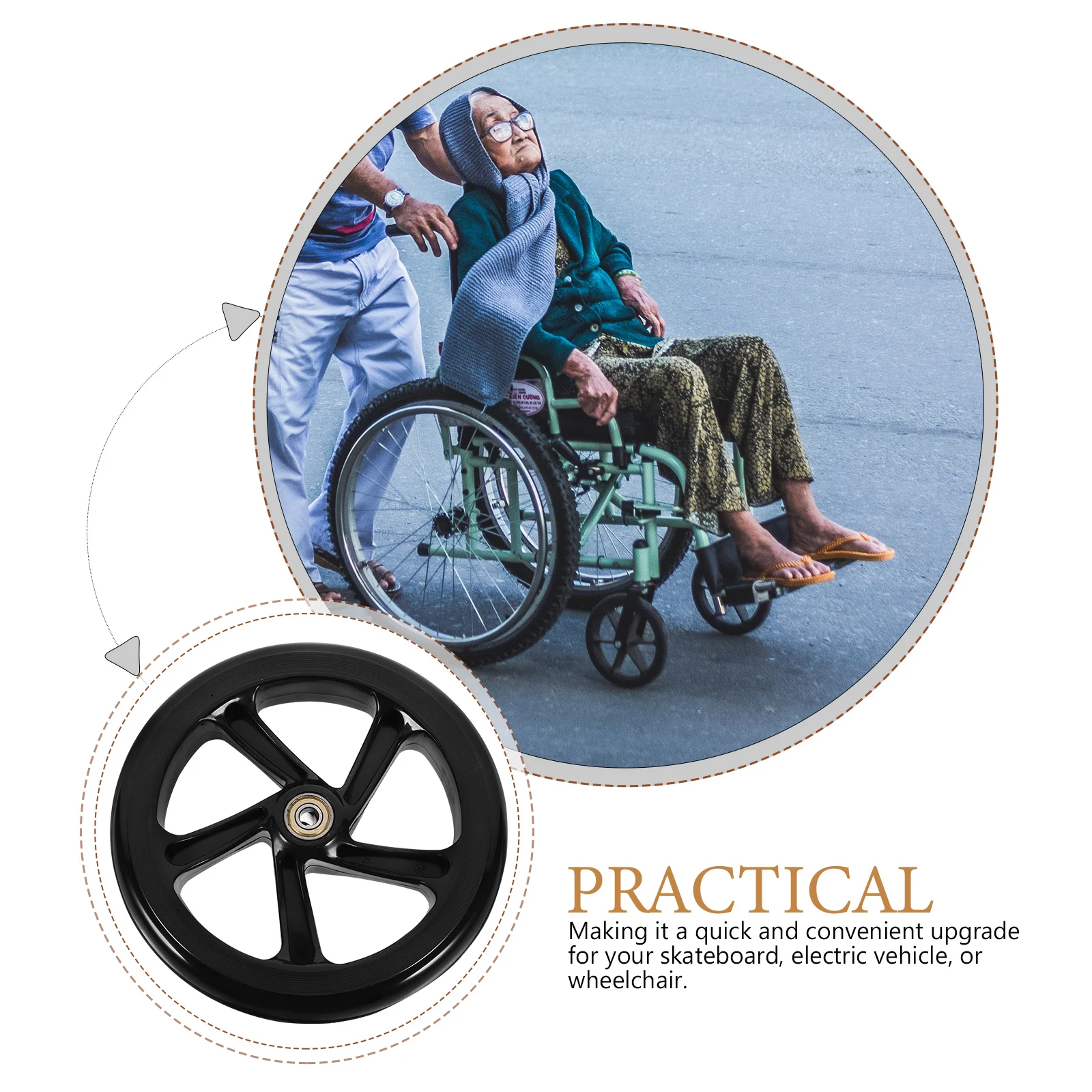 

2pcs Skateboard Wheel High Elasticity Kick Scooter Wheel Replacement PU Electric Vehicle Wheelchair Replacement Black
