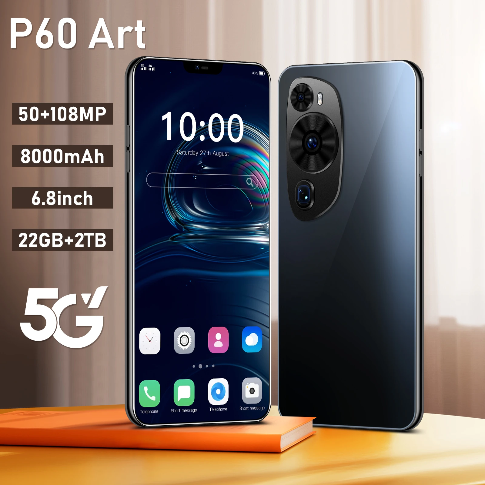 2025 Original global version P60 Art smartphone 5g 6.8 inch HD screen Dimensity 9300 Android 14.0 22GB+2TB Cell Phone celular