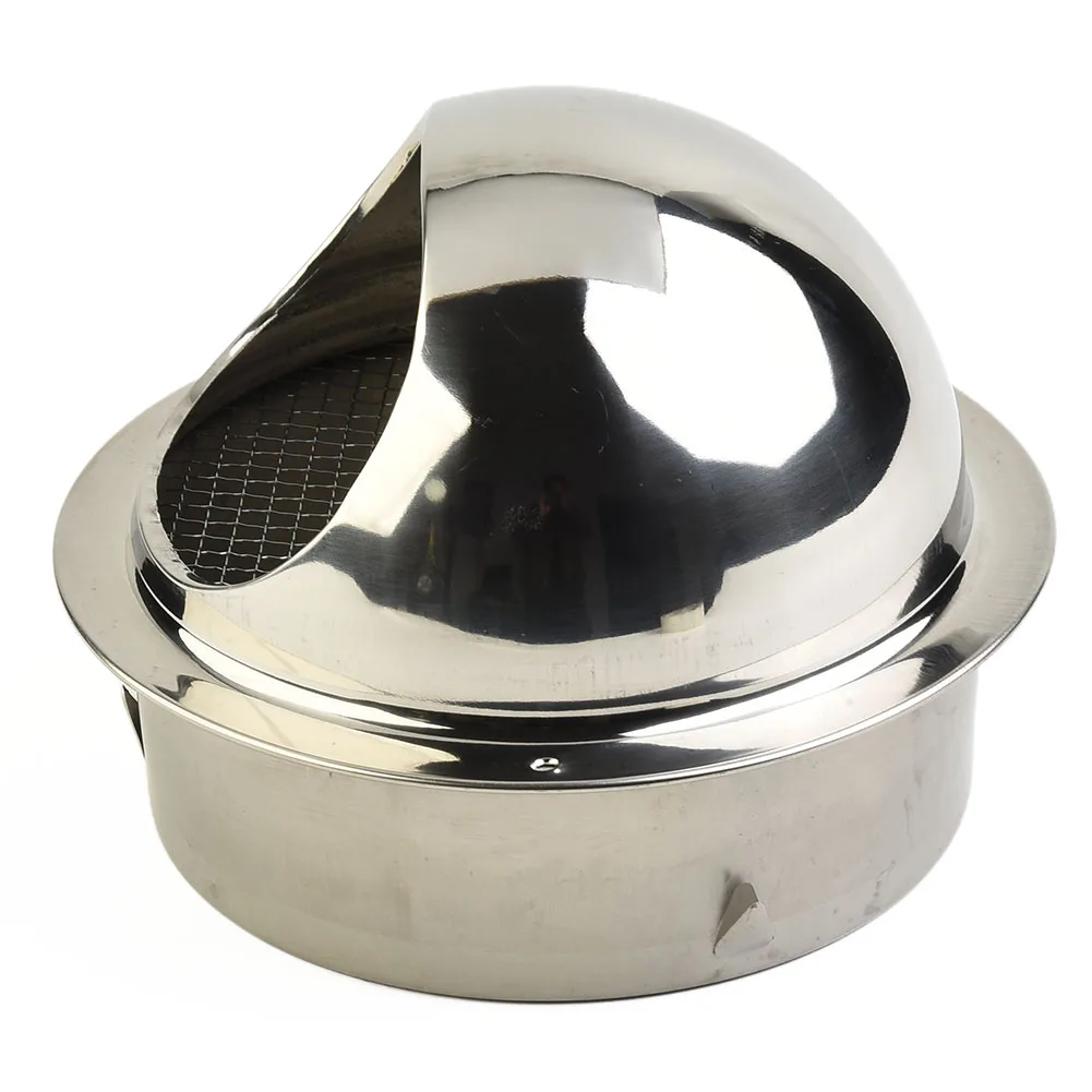 Stainless Steel Exhaust Cap Rain Cap Wall Vent Outlet Air Vent Grille Bathroom Vents Extractors Round Brushed Bull Nosed