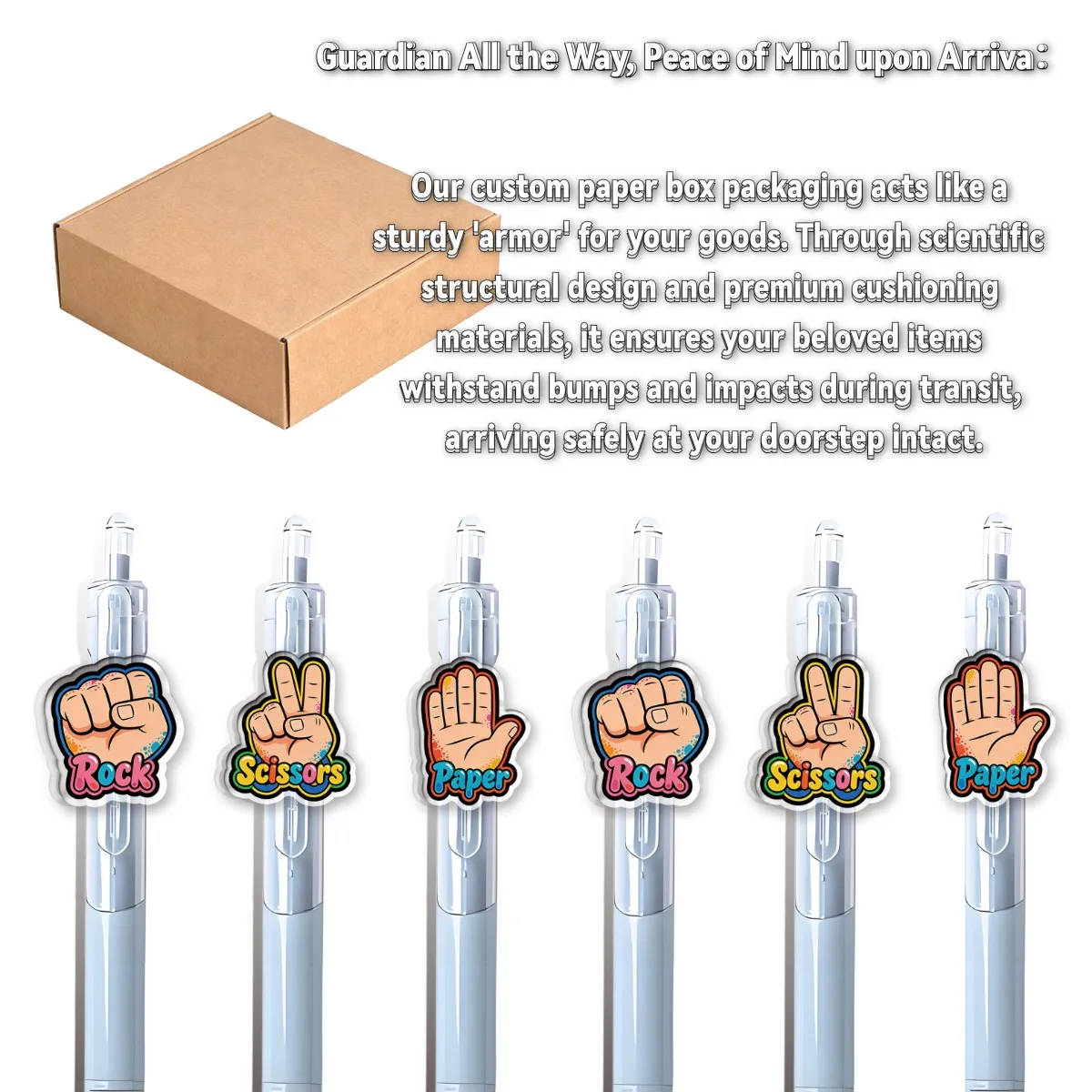 6PCS/12PCS Rock-Paper-Scissors Game Little White Pen round Ball Pen Student Writing Pen Office Stationery Supplies