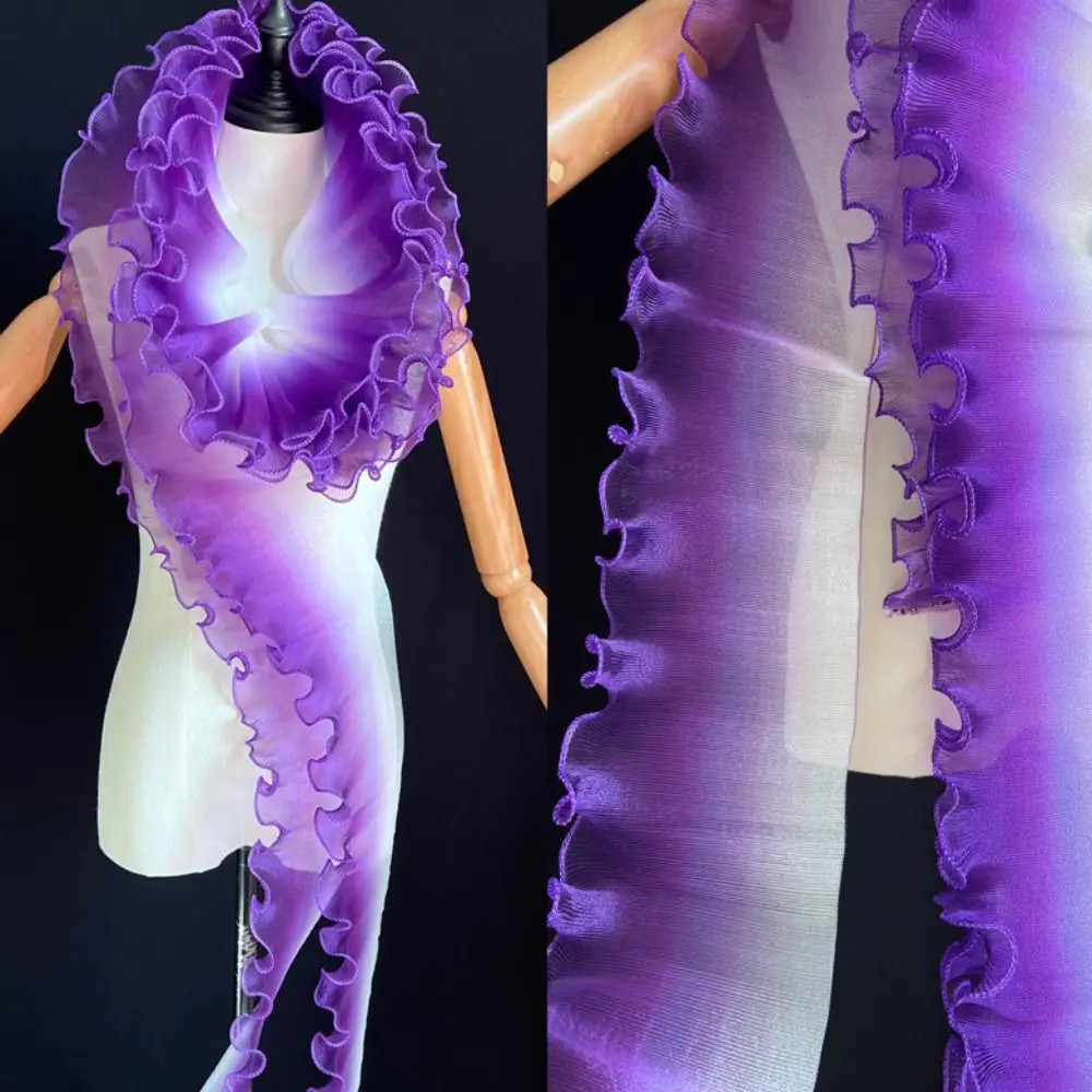 2 ヤードフラウンスウェーブレース生地ファッション 12 センチメートル幅プリーツメッシュオーガンザフリルドレスアクセサリー DIY スタイリング縫製