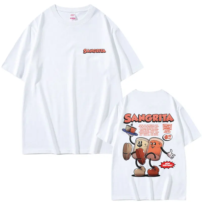 

Sangrita Cocktail Cartoon Funny Meme T-shirt Men's Women's Fashion Oversized Streetwear Male Vintage Casual Soft Cotton T Shirts