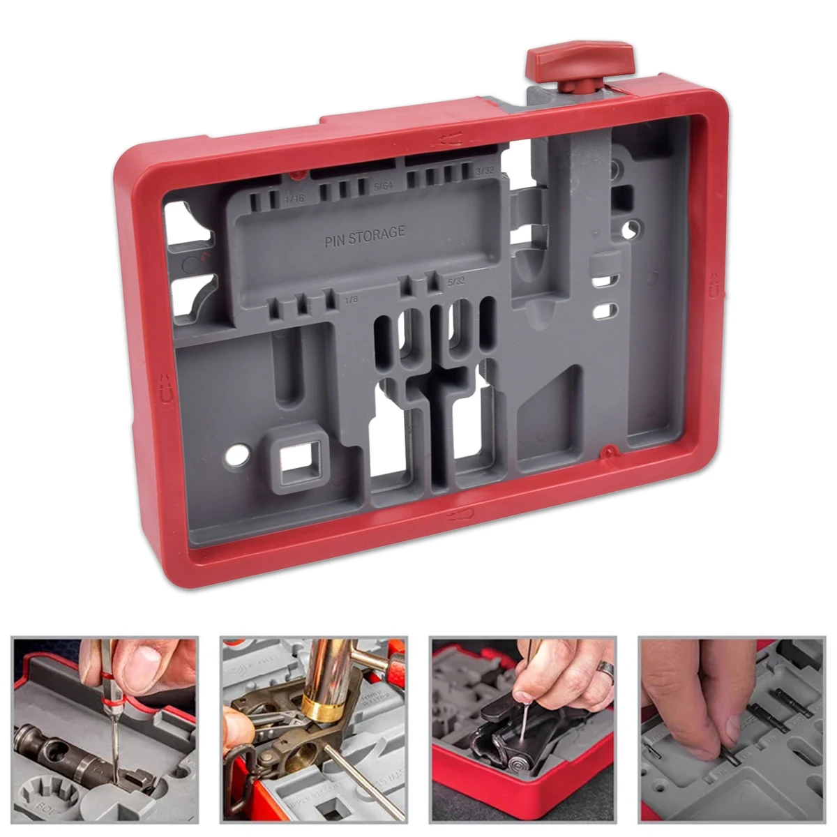 ABS Master Bench Block with Strong Magnets for AR15 Holds 5 Key AR15 Components For 13 different pins, For Gunsmith Tools