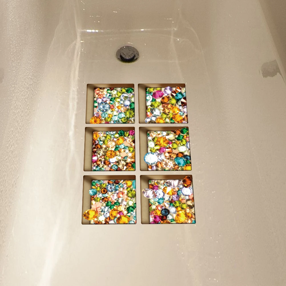 

6 Pcs PVC Bathtub Stickers Non Slip Waterproof Grip Kids Safety Diamond Pattern Tub Decal Shower Tile Bathroom Accessories