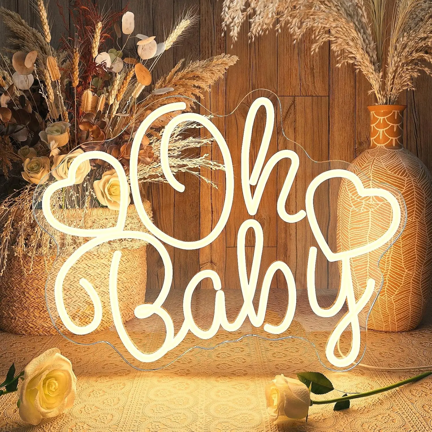 

Oh Baby Neon Light USB Power Dimmable LED Neon Sign for Baby Shower Gender Reveal Party Nursery Kids Bedroom Wall Decor Gifts