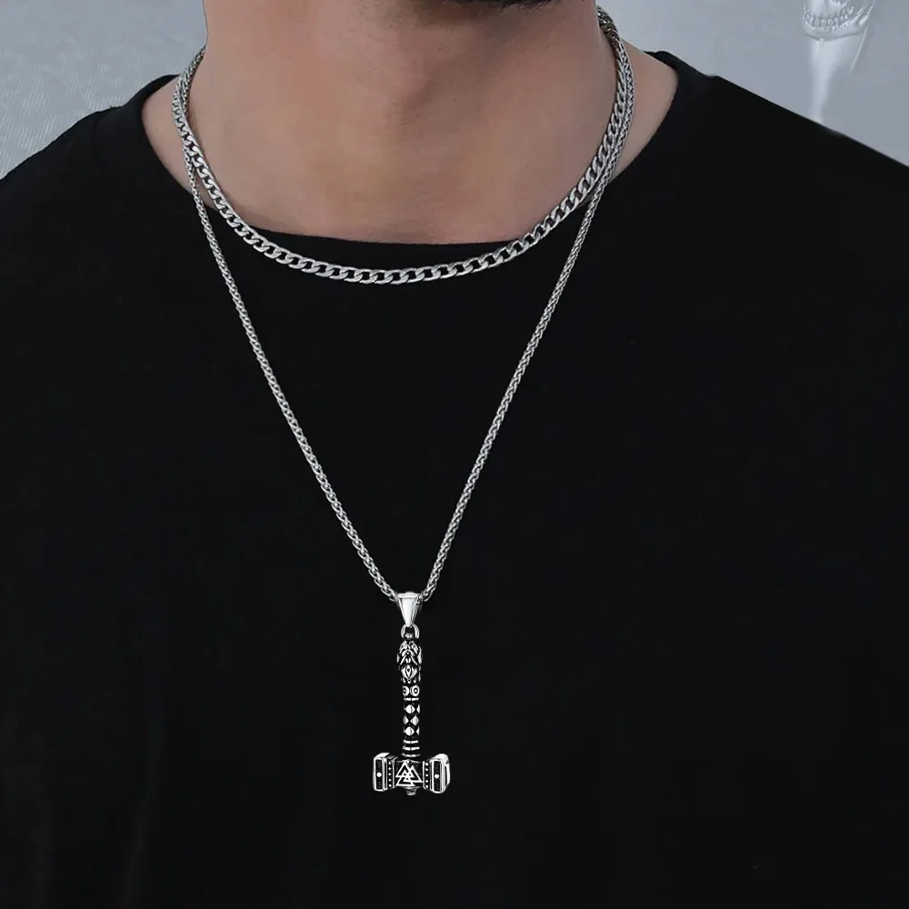 Retro Hammer Pendant Necklaces for Man 316L Stainless Steel Gothic Punk Jewelry Gift for Him Clearance Sale Dropshipping