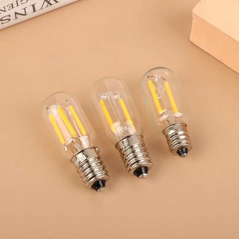 ヴィンテージ LED 電球 T20 1 ワット 2 ワットウォームホワイト 2200 K E12 E14 110 V 220 V 調光可能な電球ガラス冷蔵庫チューブ電球