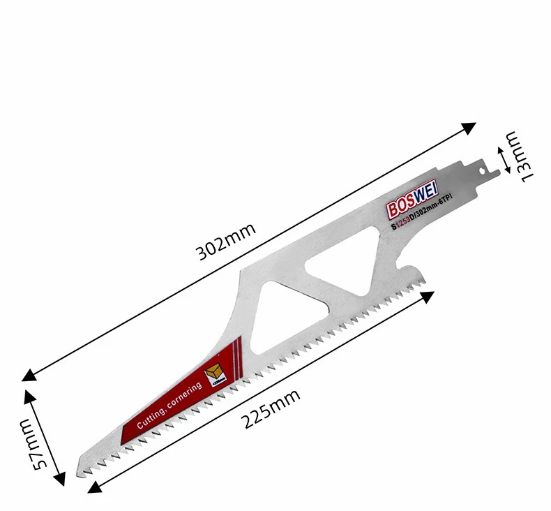 Säbelsägeblatt Holz 12 Zoll 6 TPI Edelstahl Alien Sägeblatt zum Schneiden von Ziegel, Holz, Metall, PVC-Rohr – Detail 2