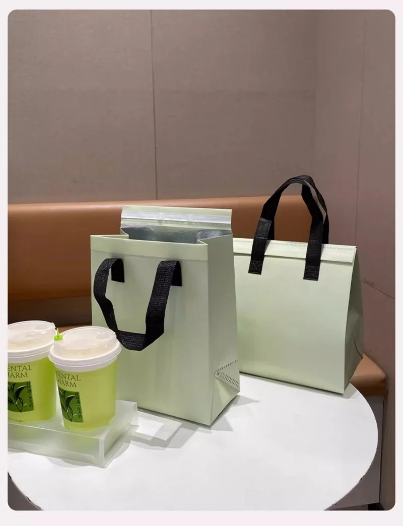 10pcs Green Non-Woven Insulated Tote Bags – Portable Reusable Meal Carrier Pouches for ... - SKU NITB1612 - UGI Packaging