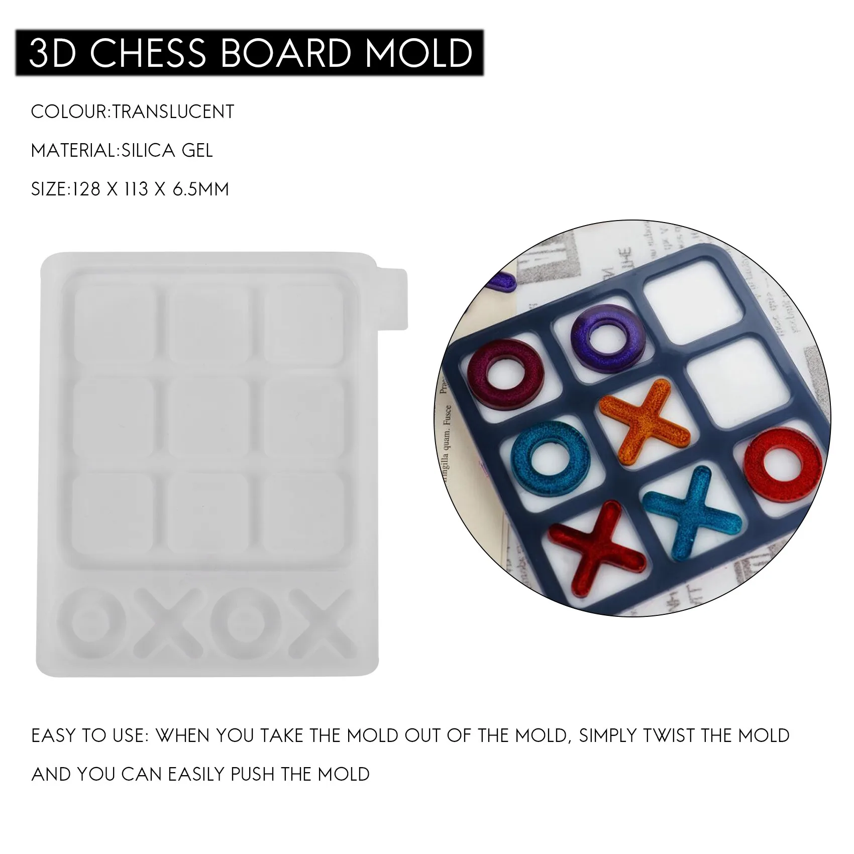 Noughts and Crosses Game Silicone Mold 3D Chess Board Mold Diy Epoxy Resin Mirror Mould Ox Chess Game Mold Making Tool S