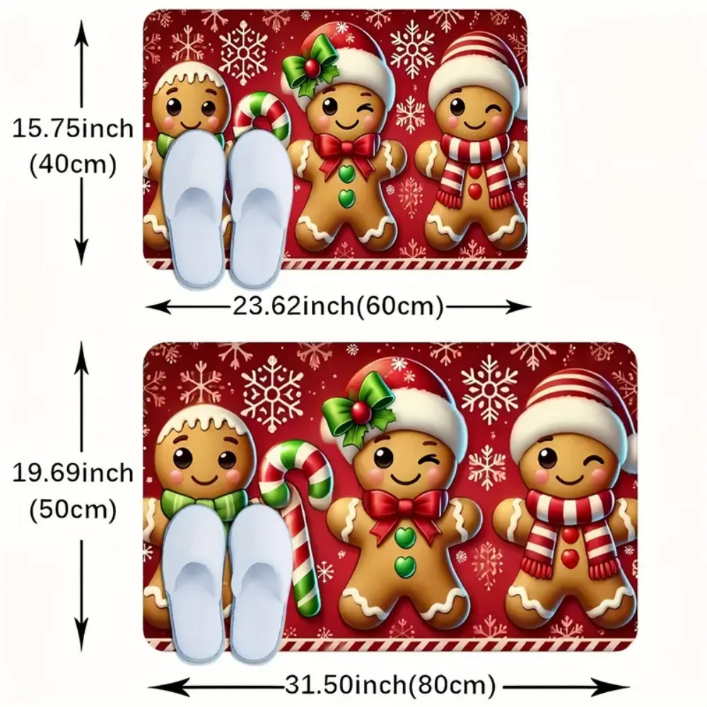 سجادة ترحيب عيد الميلاد الحمراء اللطيفة من VIKAMA - استخدام متعدد الغرف، هدية الانتقال لمنزل جديد وديكور منزلي احتفالي