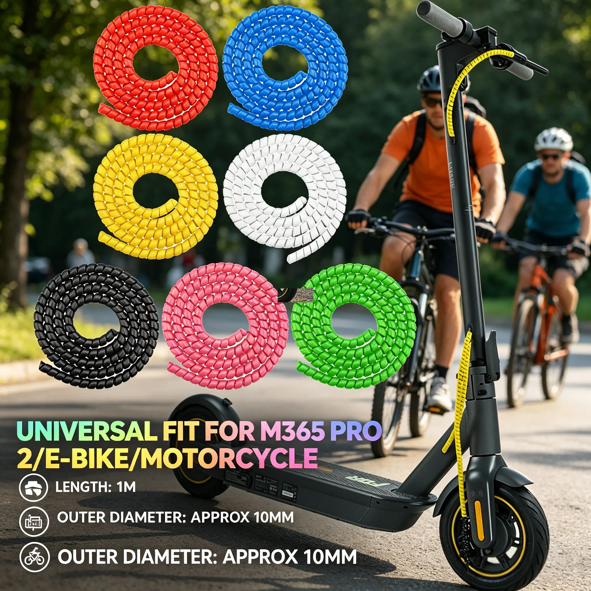 1M Bremsschlauchschutz für Elektroroller M365 PRO 2, universelle Spiral-Kabelhülle für Fahrrad- und Motorradsicherheit