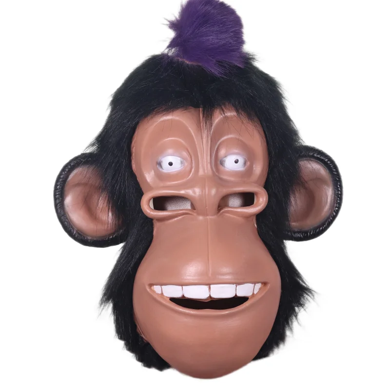 

Latex Vivid Monkey Mask With Wig Funny Full Face Animal Mask Dress Up Accessory Halloween Cosplay Costume Prop Party Decors Prop