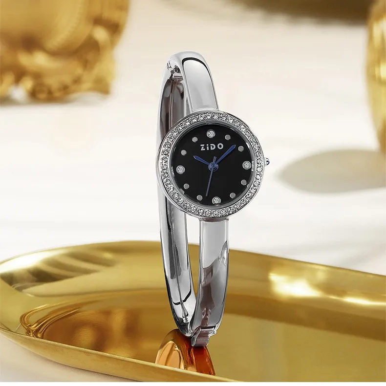 ساعة سوار، ساعة نسائية راقية، ساعة كوارتز فاخرة جديدة، ساعة يد نسائية من الفولاذ المقاوم للصدأ، هدية نسائية