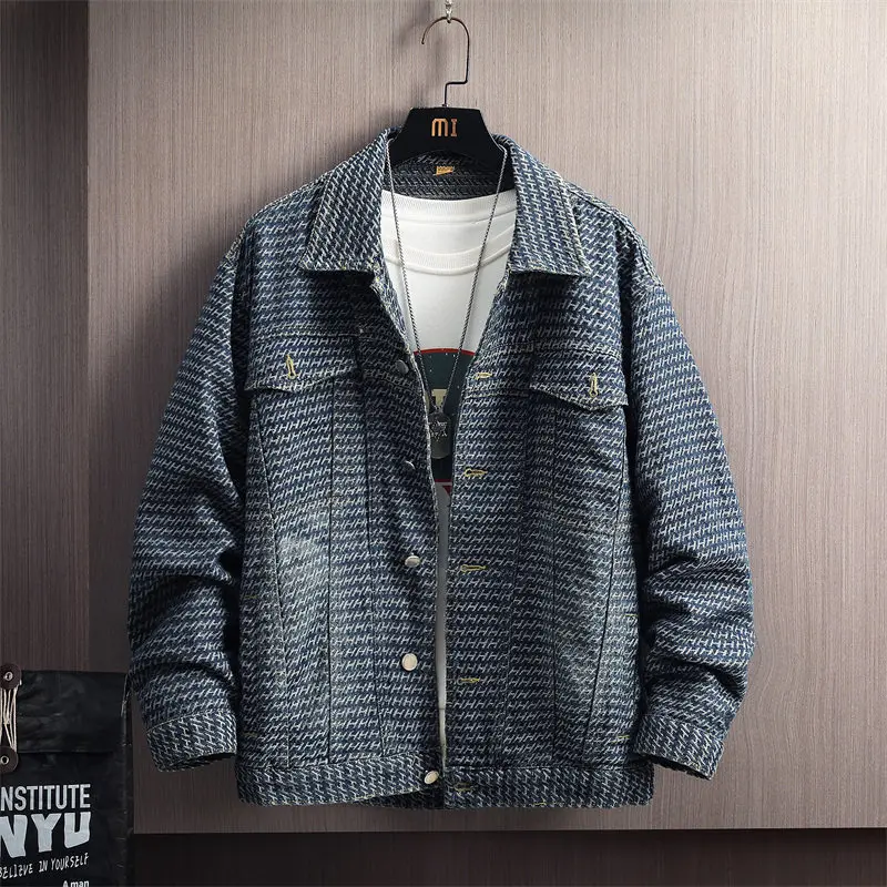 

Джинсовый тюнер с талией в стиле ретро, свободный крой, мужской весенне-осенний повседневный рабочий костюм из смеси хлопка и полиэстера