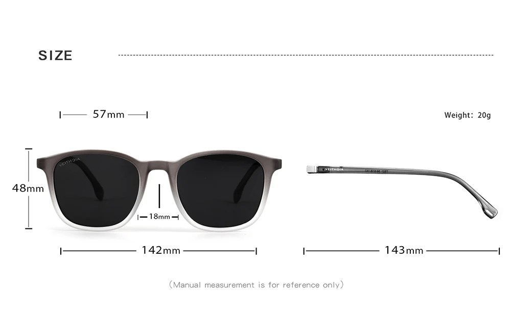 VEITHDIA Marke männer Sonnenbrille Retro TR90 Brillen Polarisierte Linse Vintage Brillen Männlich Fahren Sonnenbrille Für Frauen V7520 – Detail 6