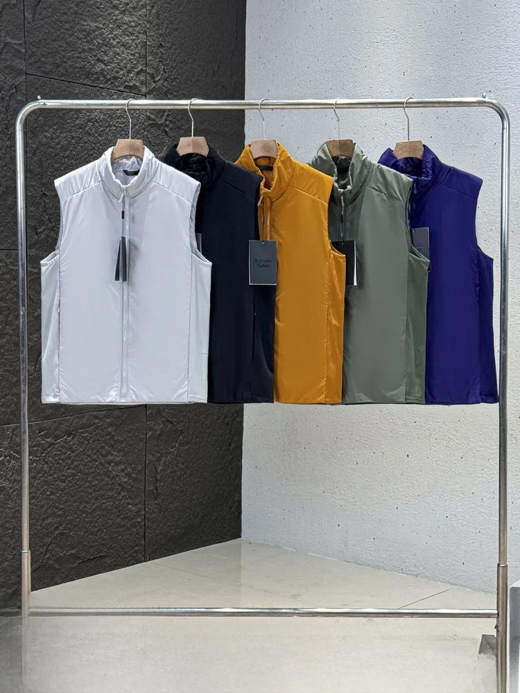 

Легкий уличный мужской осенне-зимний теплый дышащий хлопковый жилет с воротником-стойкой, повседневный универсальный цвет на молнии