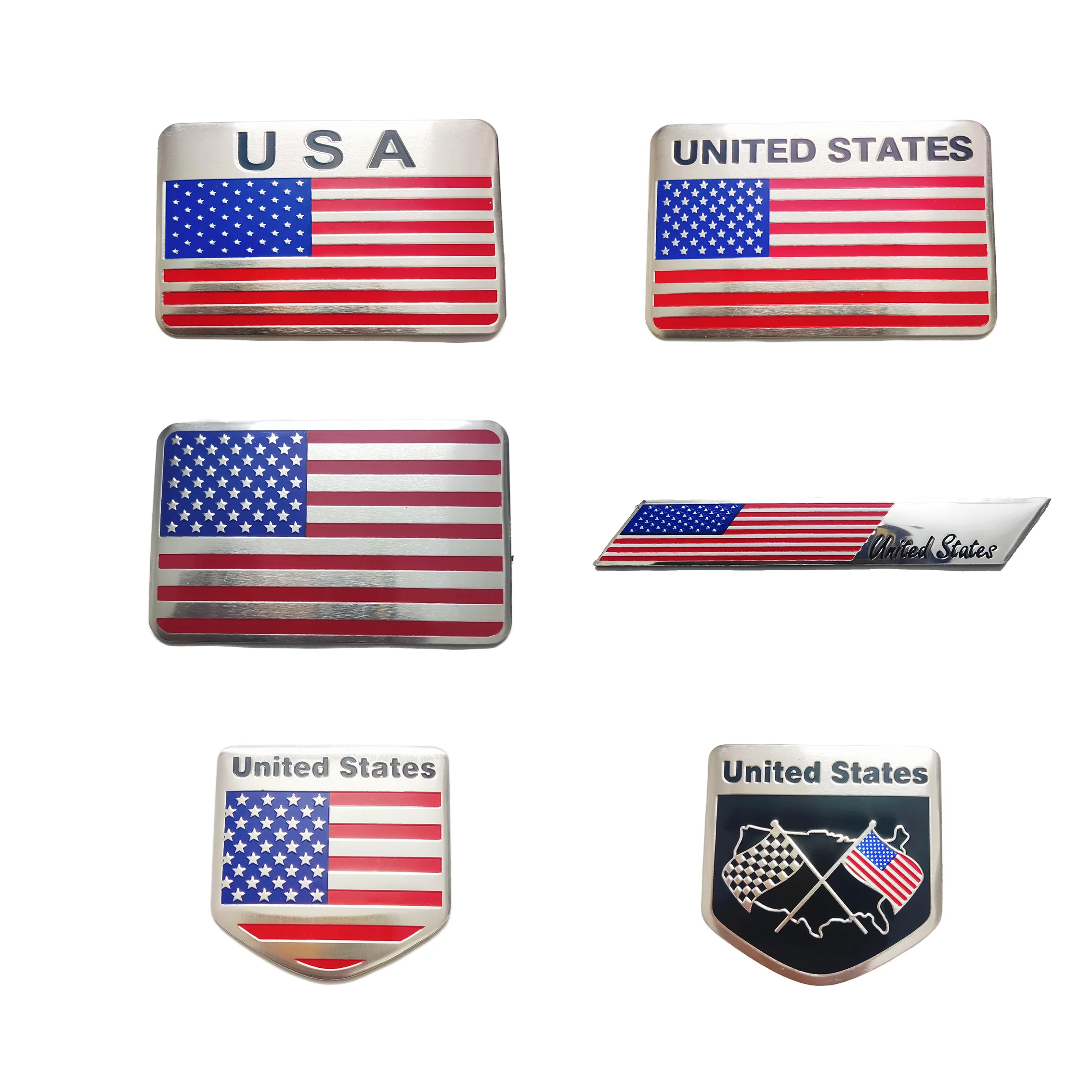 Car Sticker of the American Flag, Aluminum US Flag Rear Tail Sticker, American Flag Automobile Fender Decoration Sticker