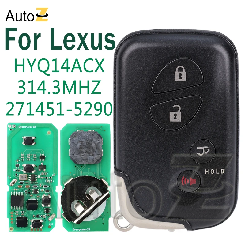 Car key for Lexus GX460 RX350 RX450 271451-5290 FSK314.3MHz Auto Smart Remote Key FCCID:HYQ14ACX ID74 Chip 4 Buttons keyless go