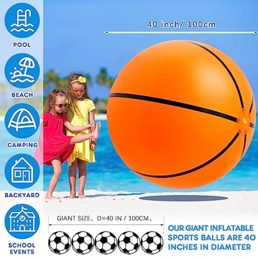 Giant Inflatable Sports Balls Large Inflatable Beach Ball Baseballs Soccer Rainbow Basketball Football for Sport Birthday Party