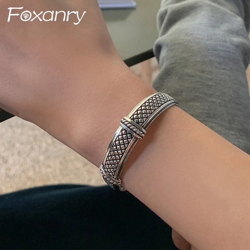 Foxanry bracciale con motivo a cuore d\'amore Color argento per coppie di donne gioielli da festa fatti a mano eleganti Vintage classici alla moda