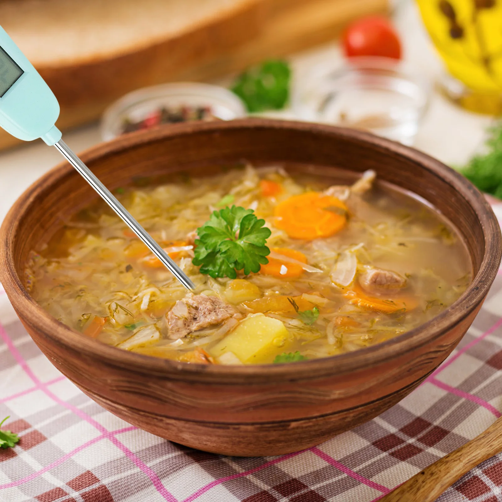 

Digital Cooking Thermometer Instant Read Food Temperature Meter For Liquid Solid Measurement Portable Meat Probe Pink