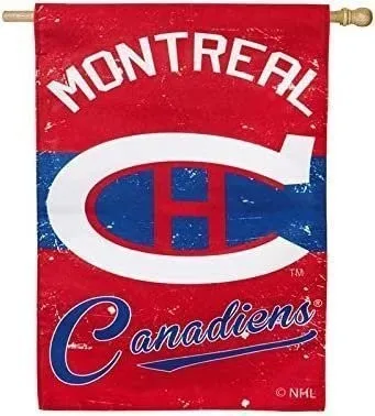 Montreal Canadiens Premium Linen Banner Flag Double Sided 28x44 Inch Vintage Log uua