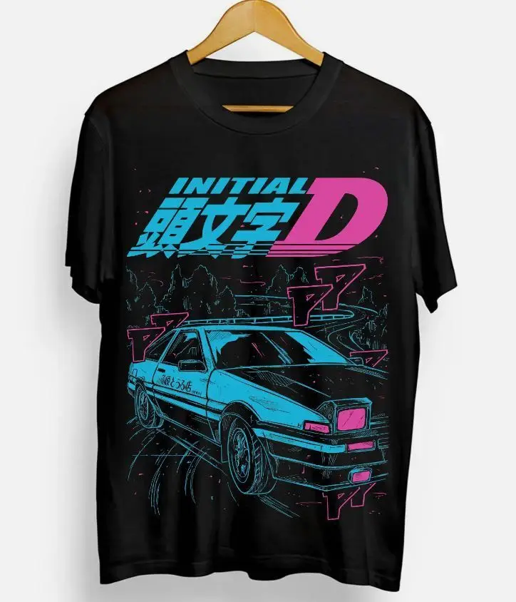 Initial D Itsuki Fujiwara T-Shirt Anime Manga Movie Unisex Black Shirt All Size