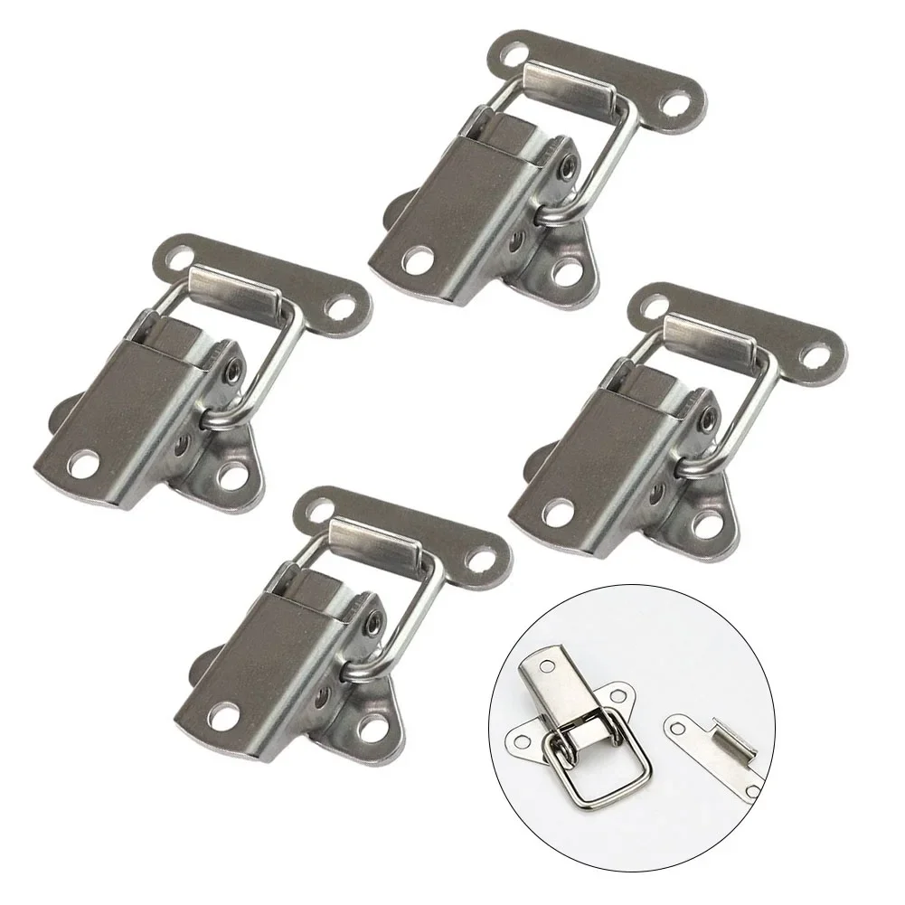 4Pcs 304 Stainless Steel Cabinet Latch Hasp Toolbox Toggle Lock Hasp Toggle Latch Clamps Box Clasp Buckle Trunk Latch