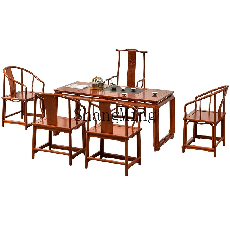 SM new dining table rectangular dining painting case new Chinese solid wood office table and chair combination home