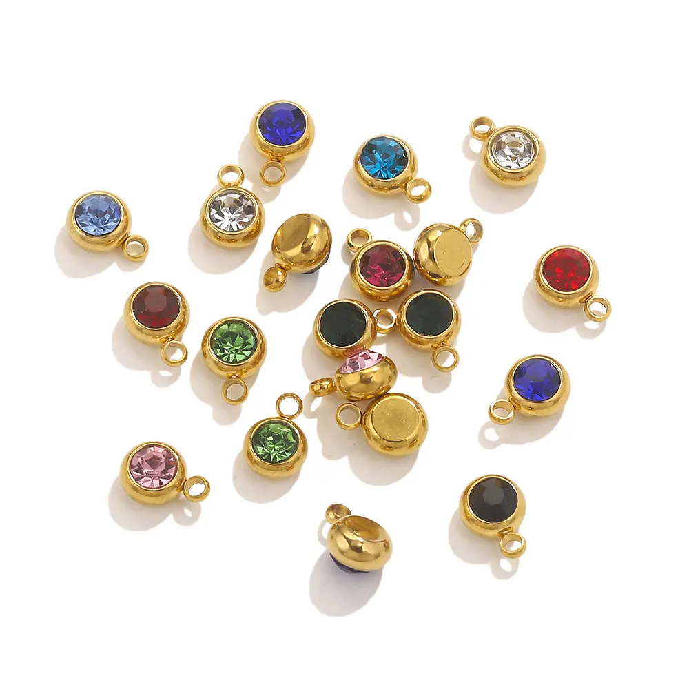 20pcs 6mm Stainless Steel Zircon Charms for DIY Jewelry Necklace Bracelet Findings Earrings Making Charm Jewelry Findings