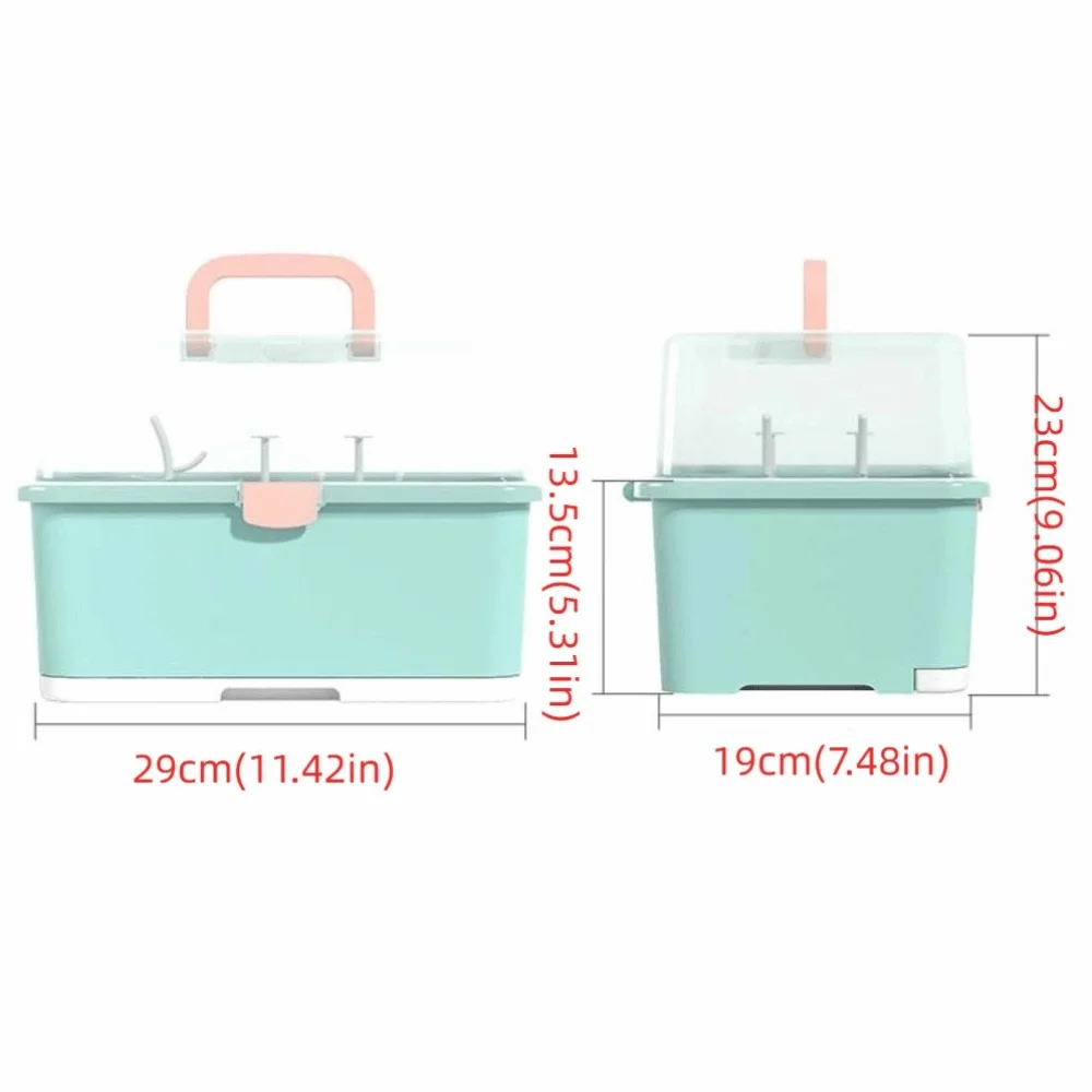 حامل زجاجات الأطفال ذو سعة كبيرة، محمول مع غطاء غطاء، رف تجفيف زجاجات الرضاعة، مجفف حلمة مضاد للغبار
