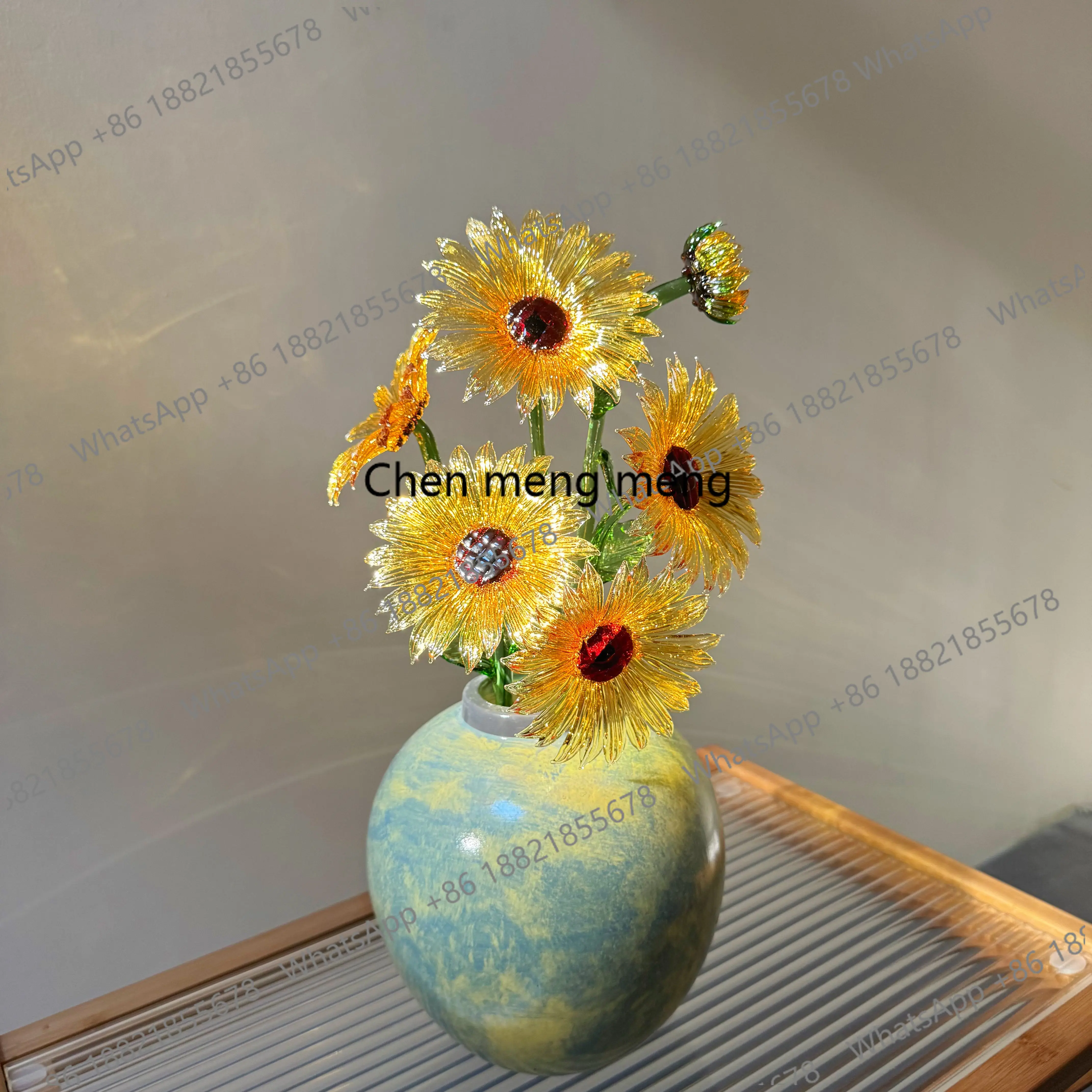 A74Pure handmade glazed flower, glass eternal flower, glass flower arrangement ornament gift decoration process