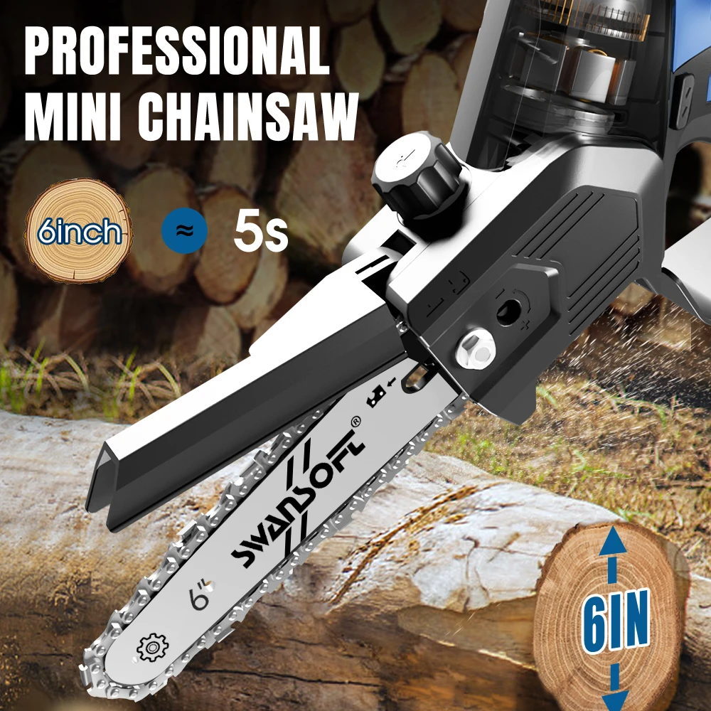 Mini motosierra de 6 pulgadas, motosierra inalámbrica compatible con batería de 16,8 V, motosierra pequeña para recortar árboles