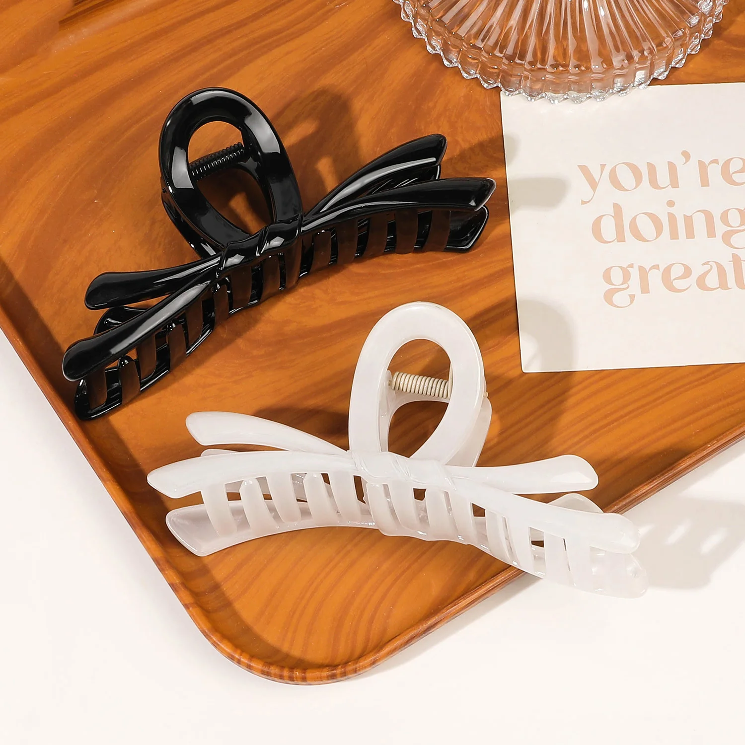 2/4 قطعة كبير القوس الشريط مشبك شعر السلطعون المشابك للنساء الفتيات الحلو الاكريليك القرش مشبك شعر دبوس الشعر ذيل حصان إكسسوارات الشعر #5