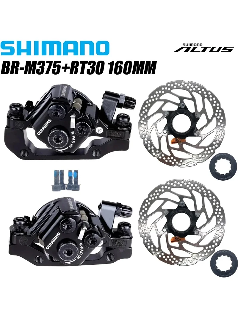 AliExpress Shimano BR-M375 Mechanical Disc Brake Calipers for Acera Alivio Deore Resin Pads M375 Caliper G3 RT10 RT30 RT26 160mm Rotors